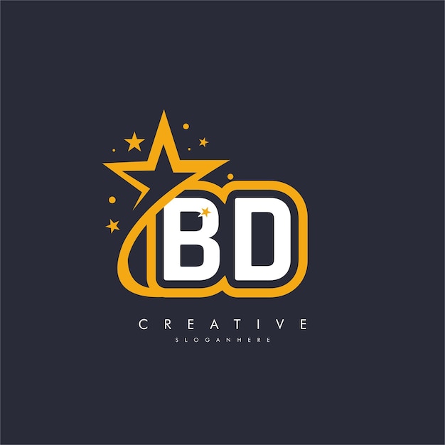 Diseño del icono del logotipo de la letra DB Star plantilla creativa para empresas y negocios