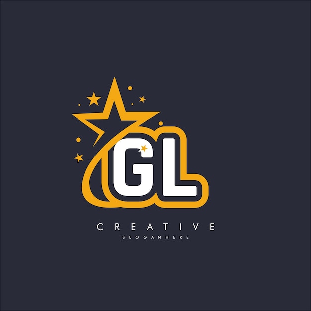 Diseño del icono del logotipo de la letra GL Star plantilla creativa para empresas y negocios