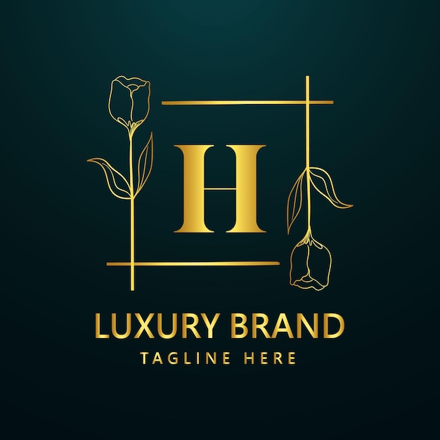 Diseño de icono de logotipo de letra H premium. Logotipo de borde de gema de marco de joyería de lujo. Icono de Belleza, Moda, Spa