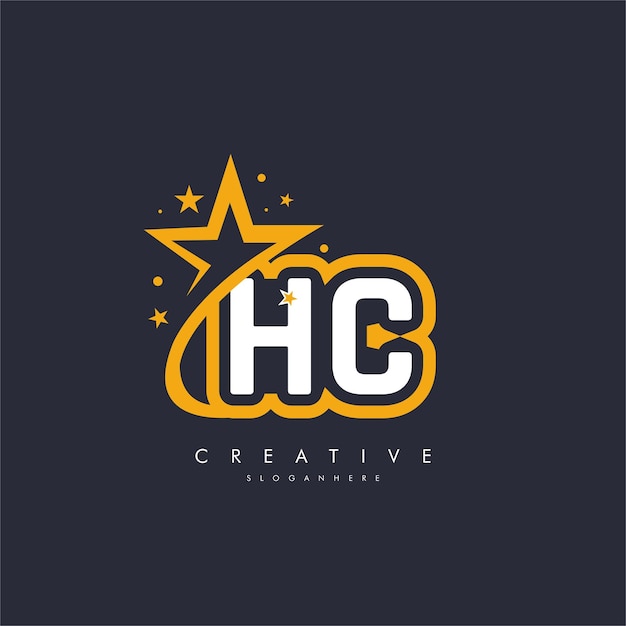 Diseño del icono del logotipo de la letra HC CH Star plantilla creativa para empresas y negocios
