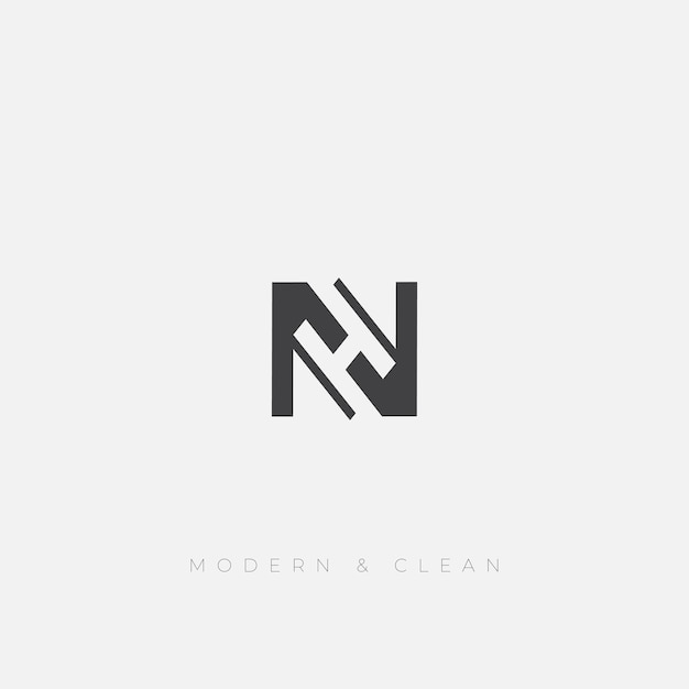 El diseño del icono del logotipo de la letra NH o HN es simple y mínimo