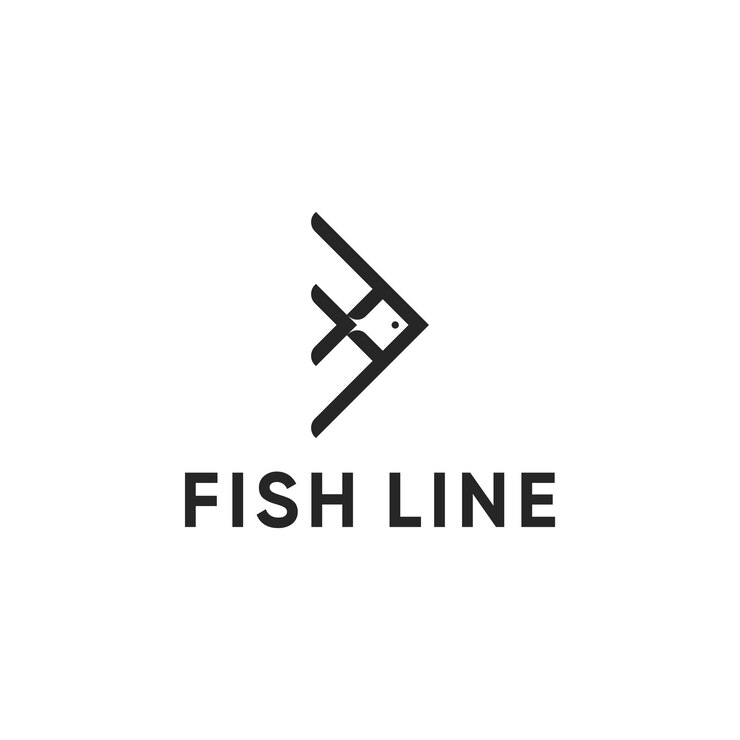Diseño de icono de logotipo de línea de pescado