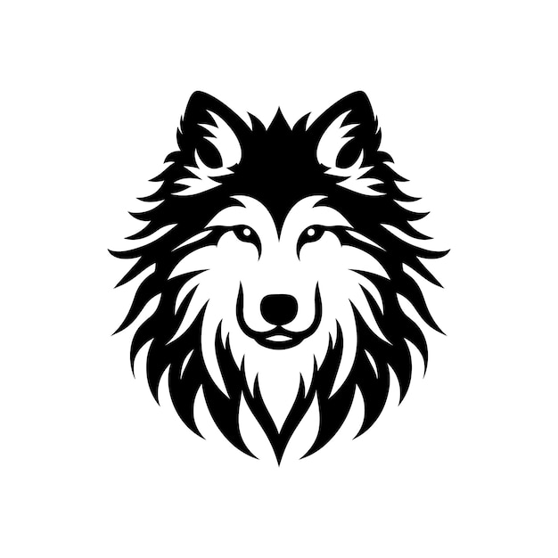 Diseño de icono del logotipo del lobo negro depredador audaz con silueta de animal salvaje