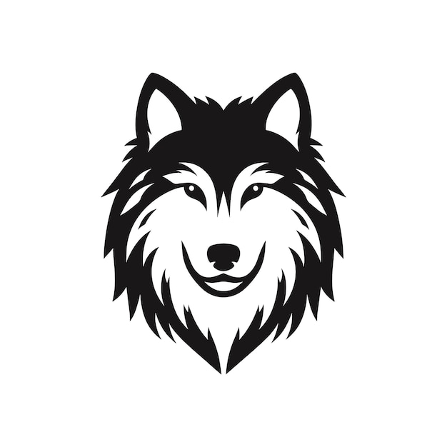 Diseño de icono del logotipo del lobo negro depredador audaz con silueta de animal salvaje