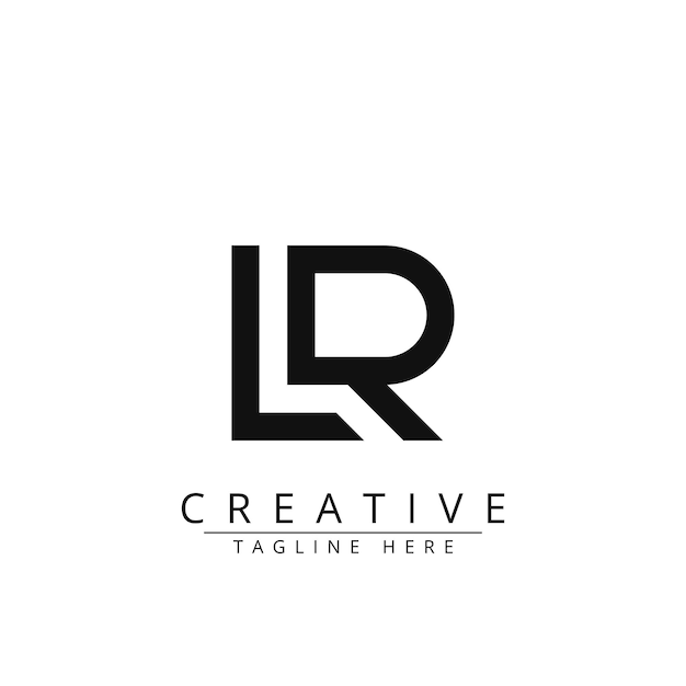 Diseño de icono de logotipo LR mínimo creativo único en formato vectorial con color blanco y negro.