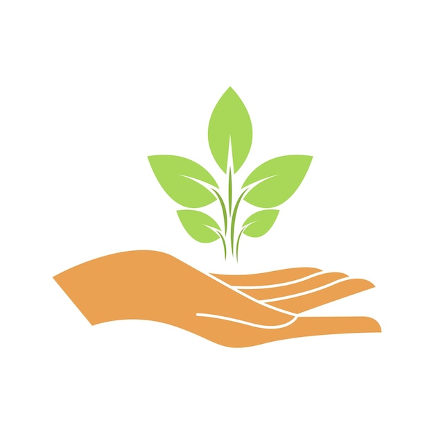 Diseño de icono de logotipo de mano de árbol