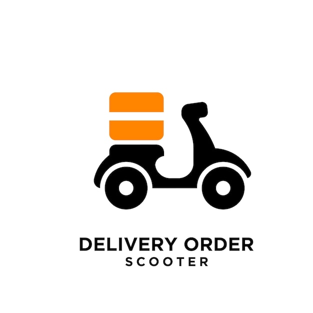 Diseño de icono de logotipo negro de mensajería de entrega de scooter simple