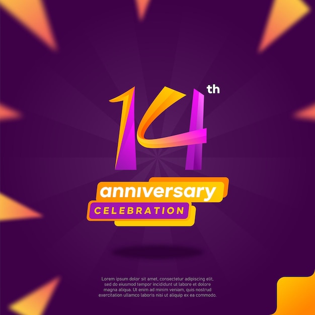 Diseño del icono del logotipo número 14, número del logotipo del 14º cumpleaños, 14º aniversario.