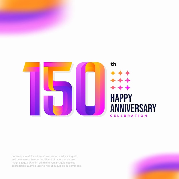 Diseño de icono de logotipo número 150, número de logotipo de cumpleaños de 150 años, aniversario 150