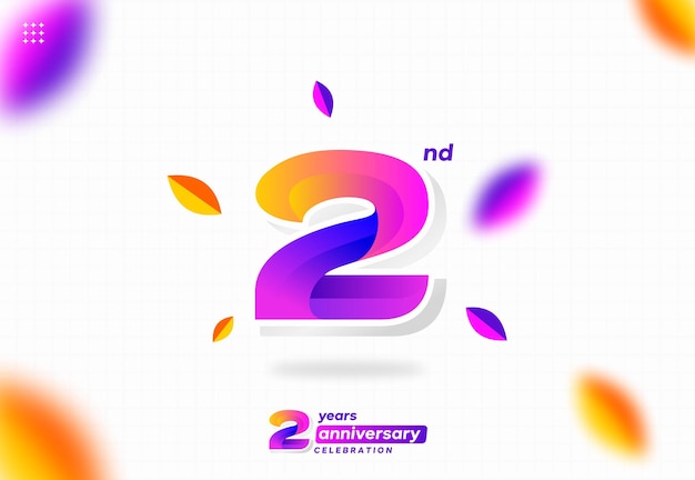 Diseño del icono del logotipo número 2, número del logotipo del segundo cumpleaños, aniversario 2