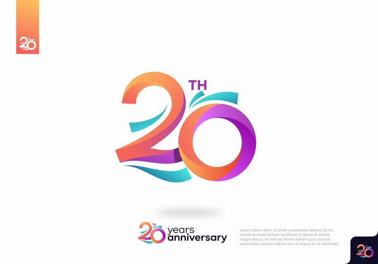 Diseño de icono de logotipo número 20, número de logotipo de 20 cumpleaños, aniversario 20