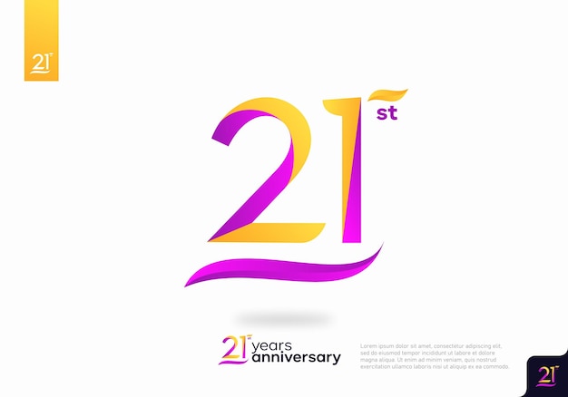 Diseño de icono de logotipo número 21, número de logotipo de 21 cumpleaños, aniversario 21