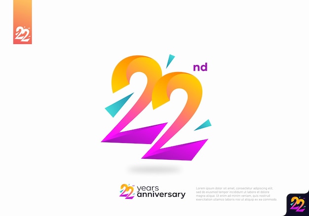 Diseño de icono de logotipo número 23, número de logotipo de 23 cumpleaños, aniversario 22