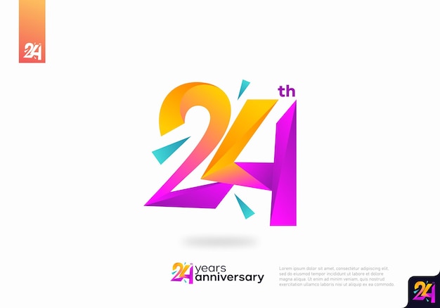 Diseño de icono de logotipo número 24, número de logotipo de 24 cumpleaños, aniversario 24