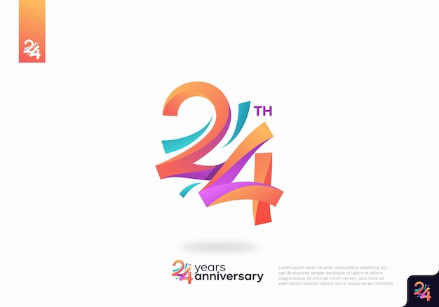 Diseño de icono de logotipo número 24, número de logotipo de 24 cumpleaños, aniversario 24