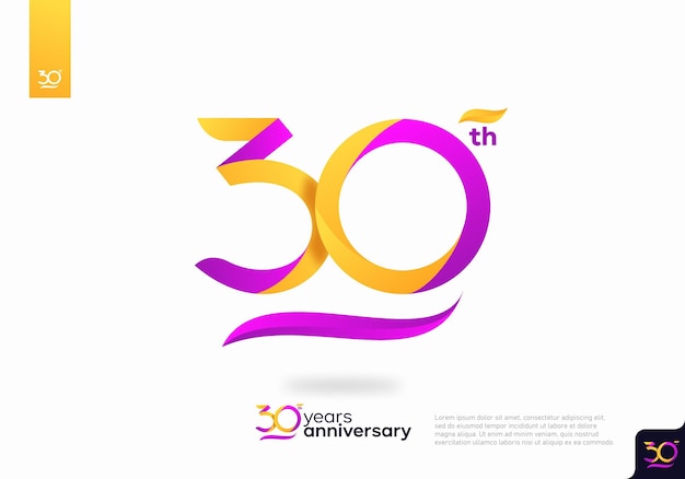 Diseño de icono de logotipo número 30, número de logotipo de 30 cumpleaños, aniversario 30