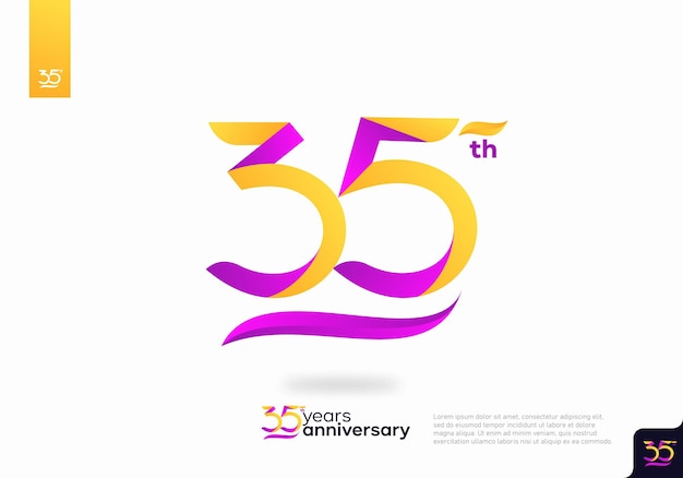 Diseño de icono de logotipo número 35, número de logotipo de 35 cumpleaños, aniversario 35