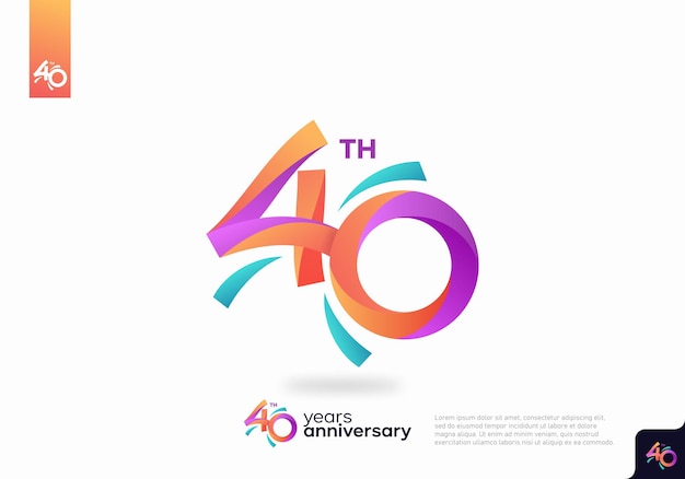 Diseño de icono de logotipo número 40, número de logotipo de 40 cumpleaños, aniversario 40