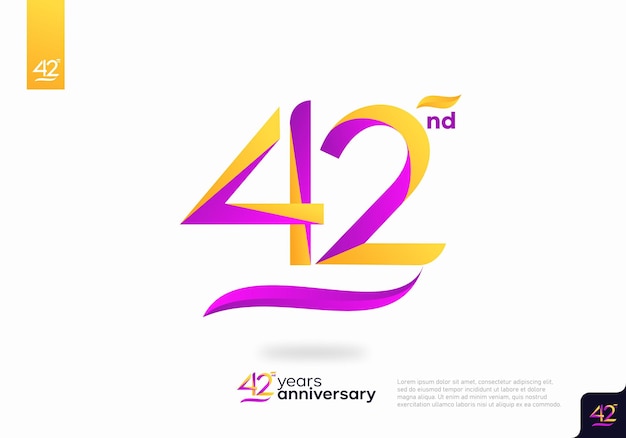 Diseño de icono de logotipo número 42, número de logotipo de 42 cumpleaños, aniversario 42