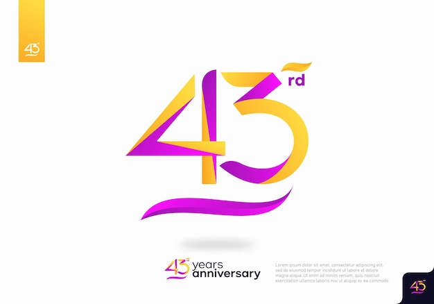 Diseño de icono de logotipo número 43, número de logotipo de cumpleaños número 43, aniversario 43