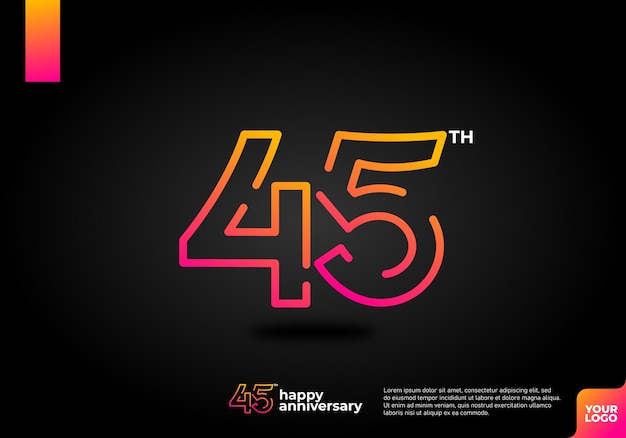 El diseño del icono del logotipo número 45 cumpleaños número 45 aniversario