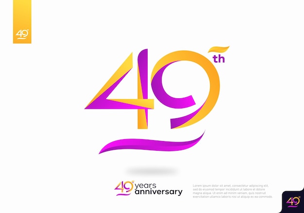 Diseño de icono de logotipo número 49, número de logotipo de 49 cumpleaños, aniversario 49