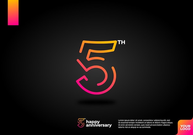 Vector el diseño del icono del logotipo número 5 5 cumpleaños número de logotipo aniversario 5