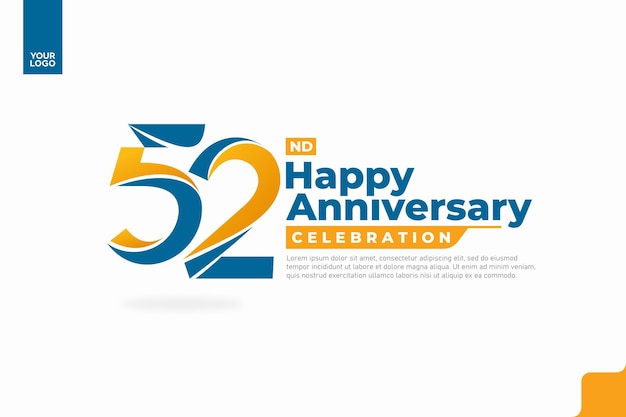 El diseño del icono del logotipo número 52 52o cumpleaños número de aniversario del logotipo 52