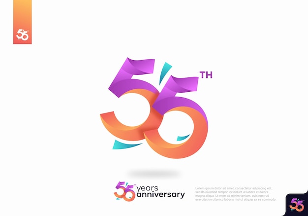 Diseño de icono de logotipo número 55, número de logotipo de 55 cumpleaños, aniversario 55