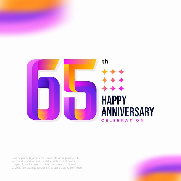Diseño de icono de logotipo número 65, número de logotipo de cumpleaños de 65 años, aniversario 65