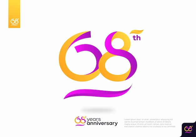 Diseño de icono de logotipo número 68, número de logotipo de 68 cumpleaños, aniversario 68