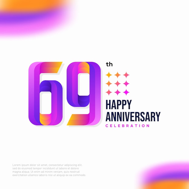 Diseño de icono de logotipo número 69, número de logotipo de cumpleaños de 69 años, aniversario 69