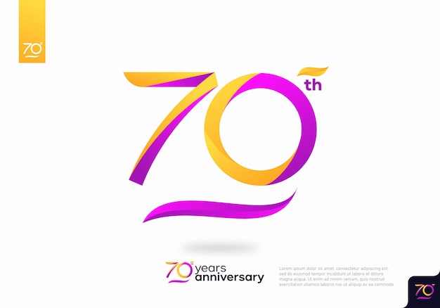 Diseño de icono de logotipo número 70, número de logotipo de 70 cumpleaños, aniversario 70