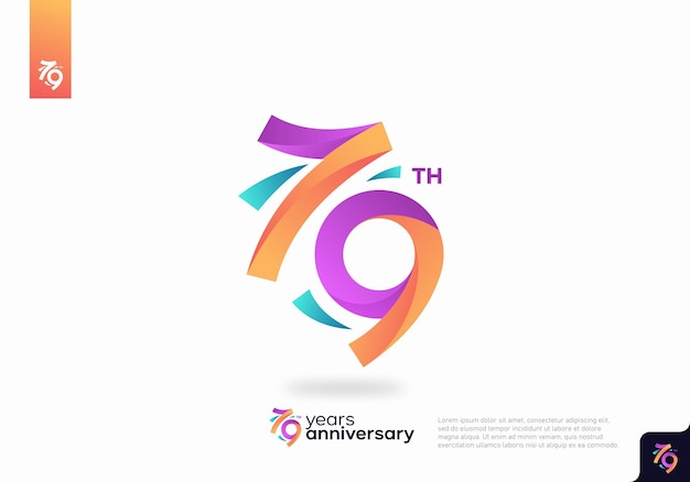 Diseño de icono de logotipo número 79, número de logotipo de cumpleaños número 79, aniversario 79