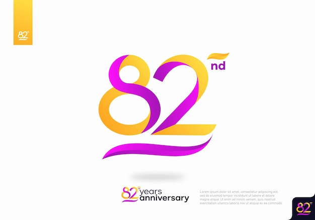 Diseño de icono de logotipo número 82, número de logotipo de 82 cumpleaños, aniversario 82