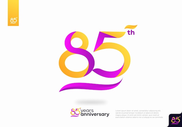 Diseño de icono de logotipo número 85, número de logotipo de 85 cumpleaños, aniversario 85