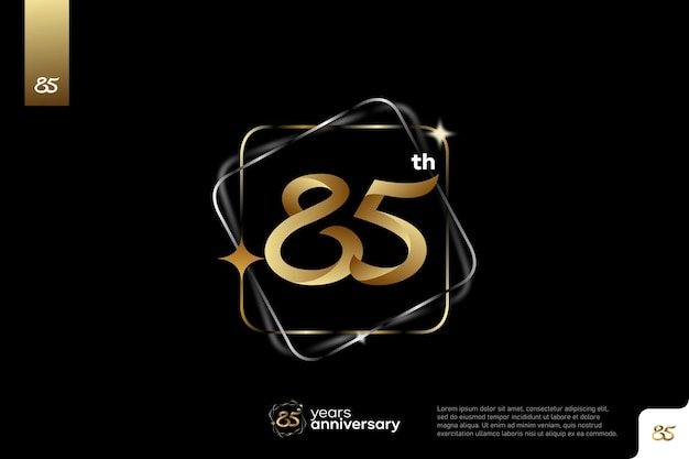 Diseño de icono del logotipo número 85 de oro sobre fondo negro Número del logotipo del cumpleaños 85 aniversario 85