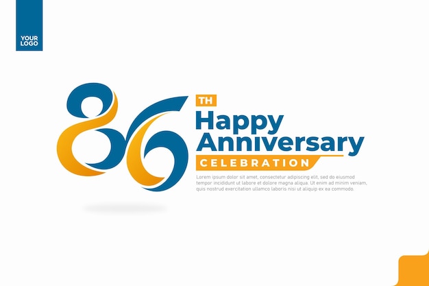 El diseño del icono del logotipo número 86 cumpleaños número 86 aniversario