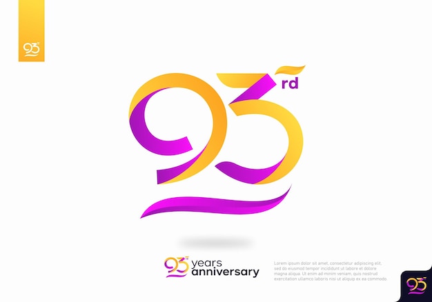 Diseño de icono de logotipo número 93, número de logotipo de cumpleaños 93, aniversario 93