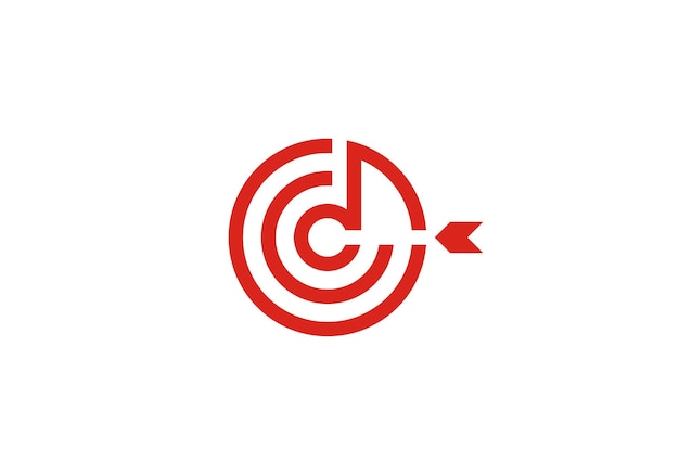 Diseño del icono del logotipo del objetivo de la flecha musical