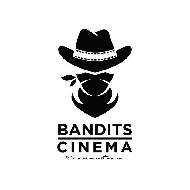 Diseño de icono de logotipo occidental de bandido vaquero