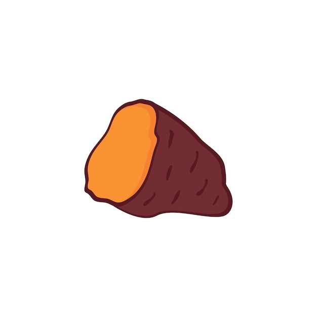 Diseño del icono del logotipo de la patata dulce Ilustración del icono de la comida de la pataca dulce