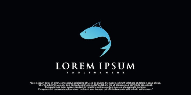 Diseño de icono de logotipo de pescado con concepto simple Vector Premium