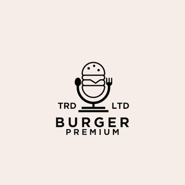 Diseño de icono de logotipo de podcast de hamburguesa de comida