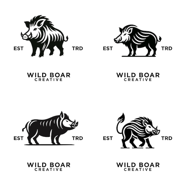 Diseño del icono del logotipo de Razorback Boar Wild Hog