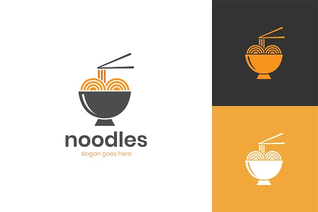 Diseño de icono del logotipo del restaurante de comida japonesa de fideos con símbolo de elemento de tazón