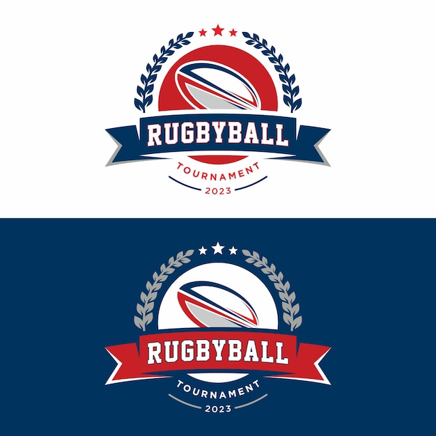 Diseño de icono de logotipo de rugby, plantilla de insignia deportiva. ilustración vectorial