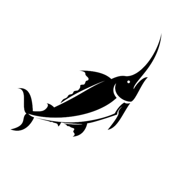 Diseño del icono del logotipo de la silueta del pez marlín