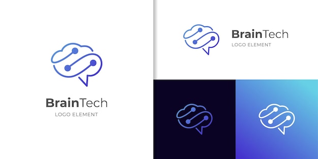 Diseño de icono de logotipo de tecnología de cerebro con símbolo de punto de conexión creativa icono de vector de logotipo de conexión de cerebro diseño de logotipo de centro de cerebro de cerebro digital