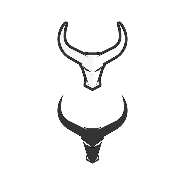 diseño de icono de logotipo de toro y vaca animales de cuerno vectorial